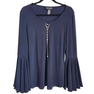 Frank Lyman Bell Sleeve Top With Silver Accents